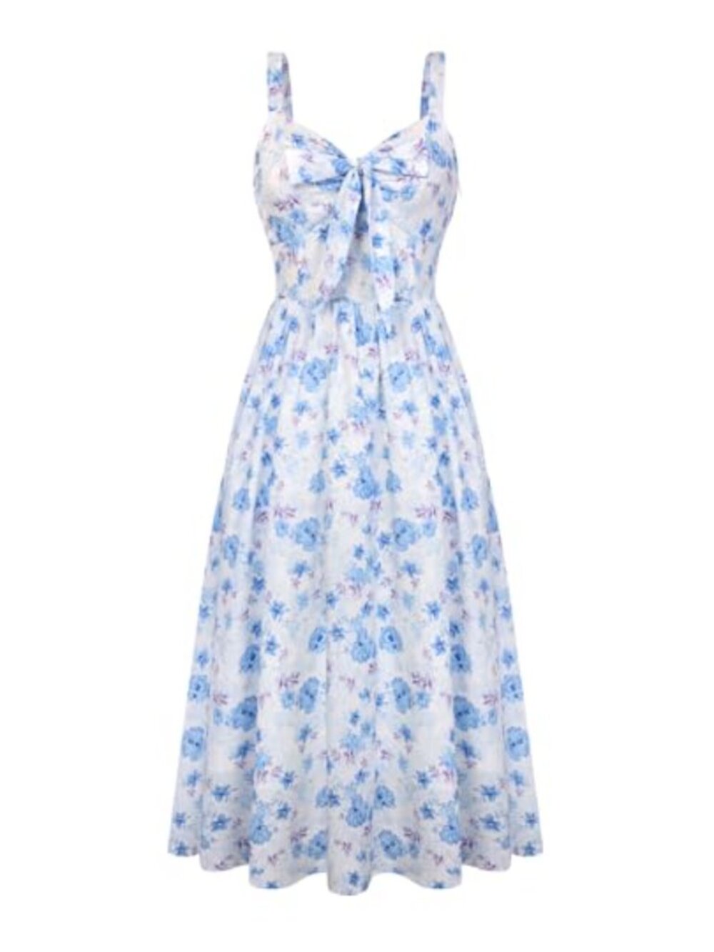 Floral Tie Front Sweetheart Neckline Cottagecore Wedding Guest Dress with Pocket